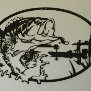 Bass Fisherman - Metal Wall Art