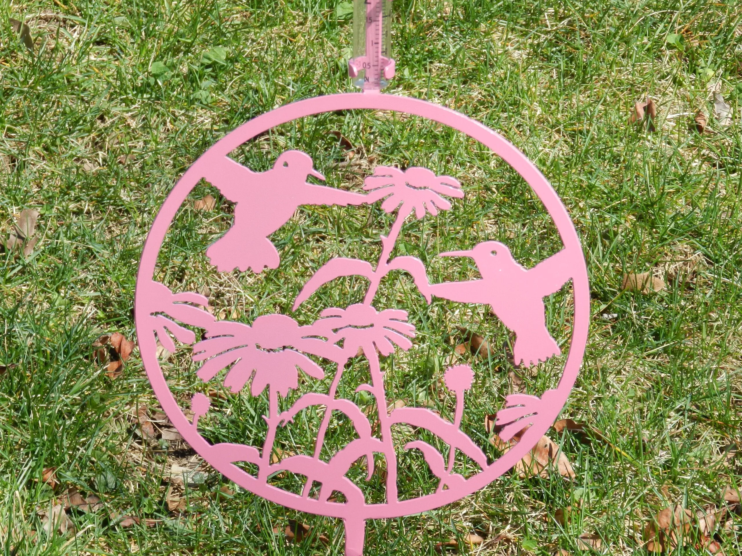 Hummingbird Design Rain Gauge, Rain Gauge on a Stake, Garden Rain Gauge, Rain Gauge Outdoors