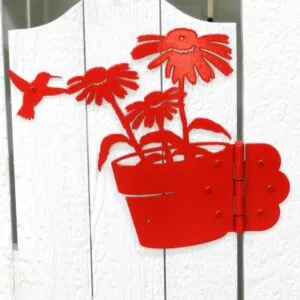 Humming Bird and Flowers Decorative Garden Gate Hinges