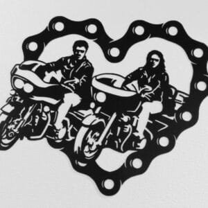 Sweetheart Motorcycle Riding Couple  Metal Wall Art