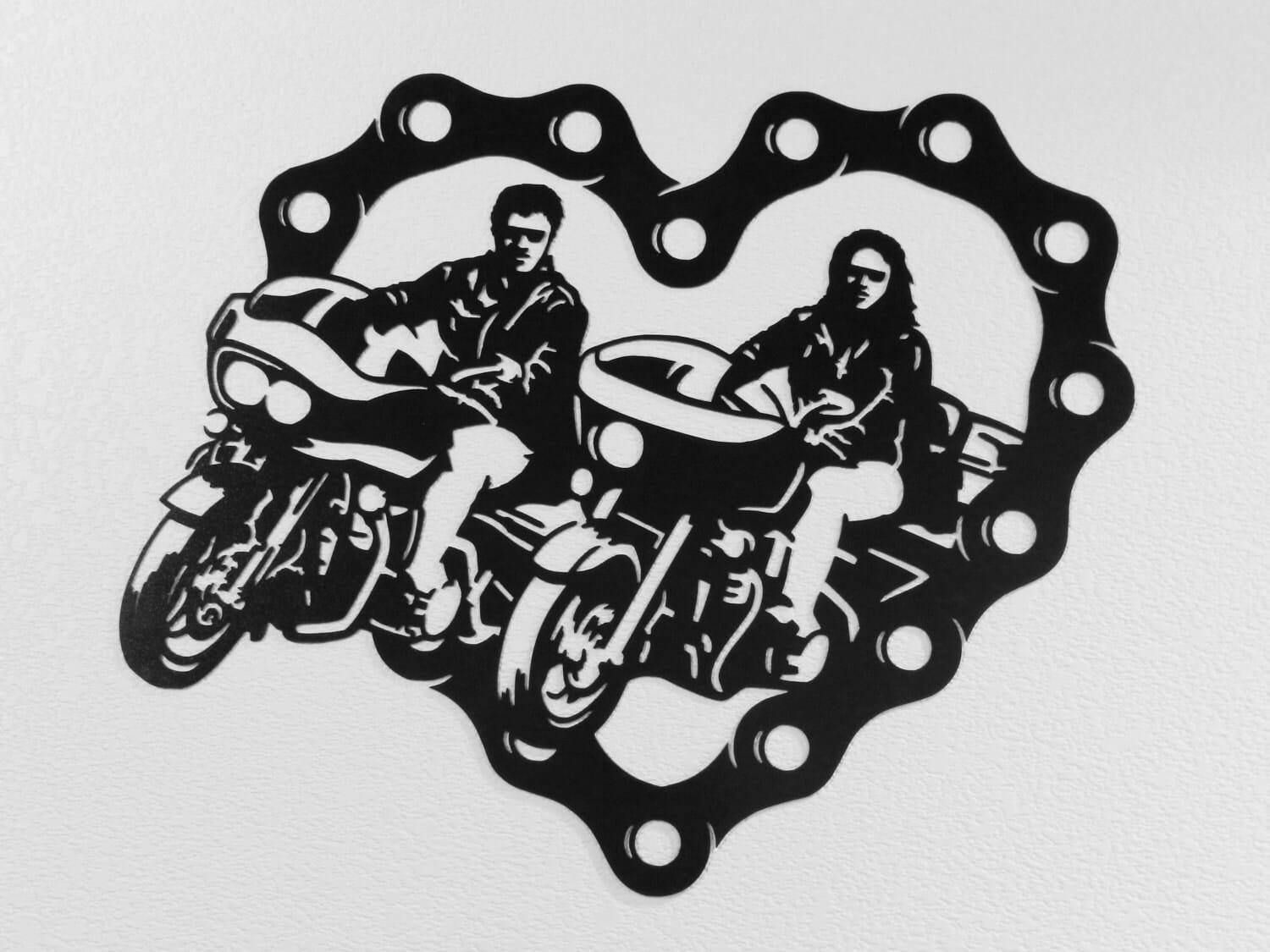 Sweetheart Motorcycle Riding Couple Metal Wall Art
