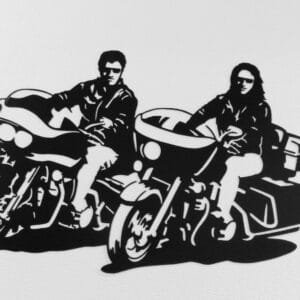 Motorcycle Riding Couple  Metal Wall Art