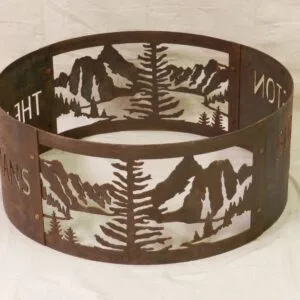 Fire Ring - Fire Pit - Personalized - Portable -Mountain Lake Design