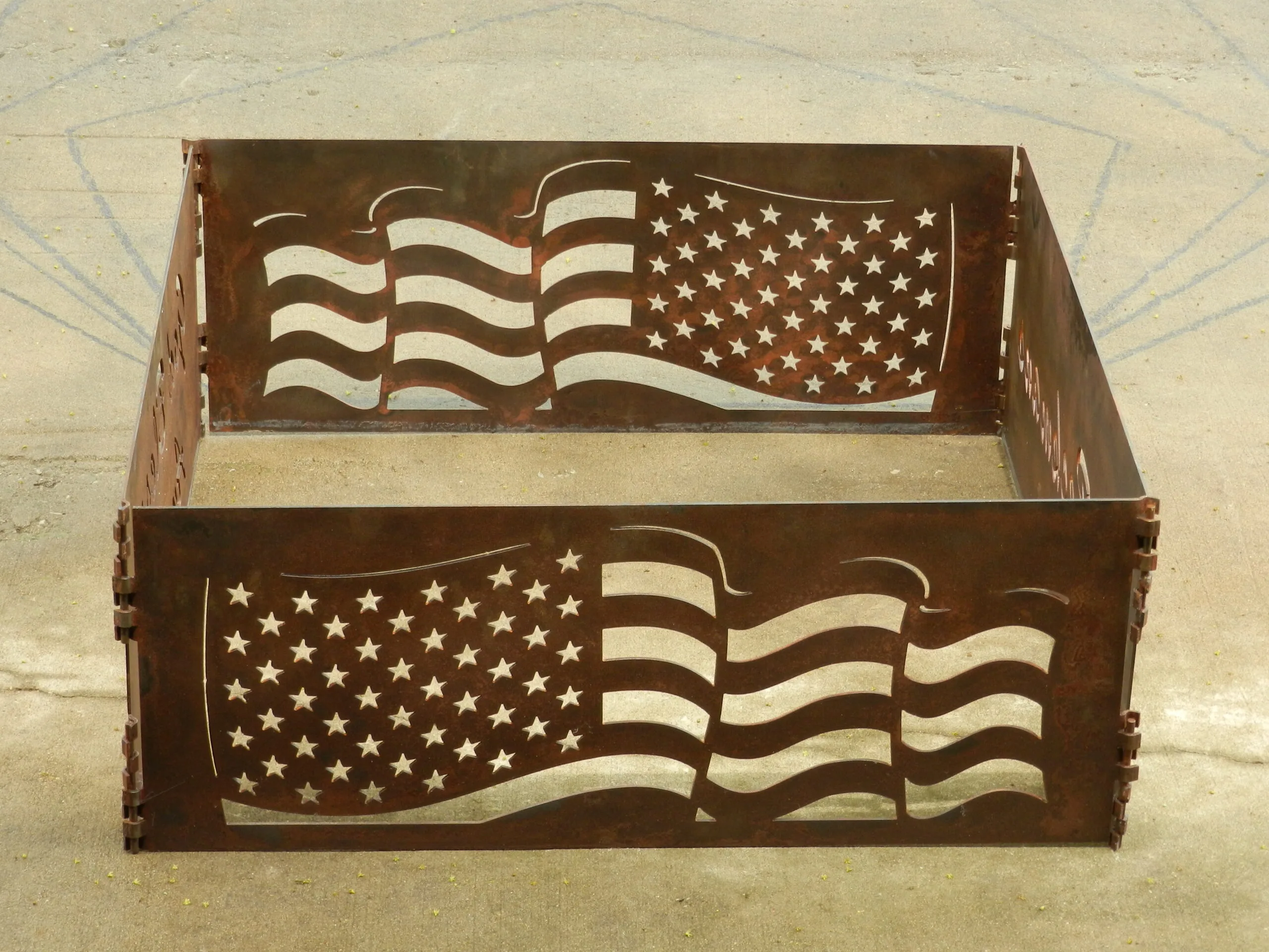 Flat Panel Fire Pit - American Flag Design