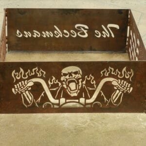 Flat Panel Fire Pit - Biker Skull Design