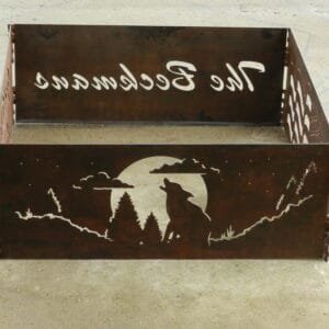 Flat Panel Fire Pit - Howling Wolf Design
