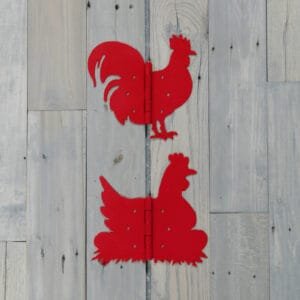 Rooster and Chicken Design Hinges, Decorative Hinges, Garden Gate Hinges, Chicken Coop Hinges Shed Hinges