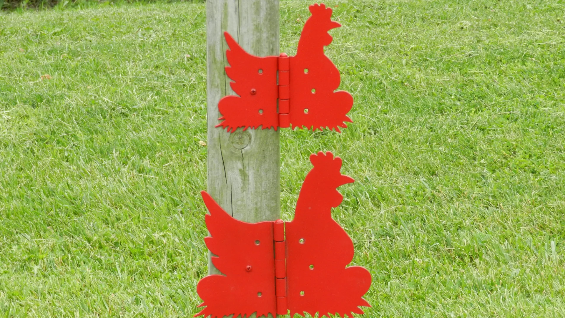 Rooster & Hen Decorative Hinges, Decorative Hinges: Red Chicken Coop or Gate Hardware - Image 3