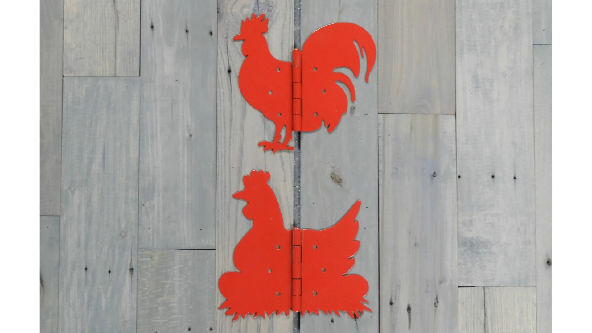 Rooster & Hen Decorative Hinges, Decorative Hinges: Red Chicken Coop or Gate Hardware - Image 7
