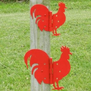 Alternative view of Rooster & Hen Decorative Hinges, Decorative Hinges: Red Chicken Coop or Gate Hardware